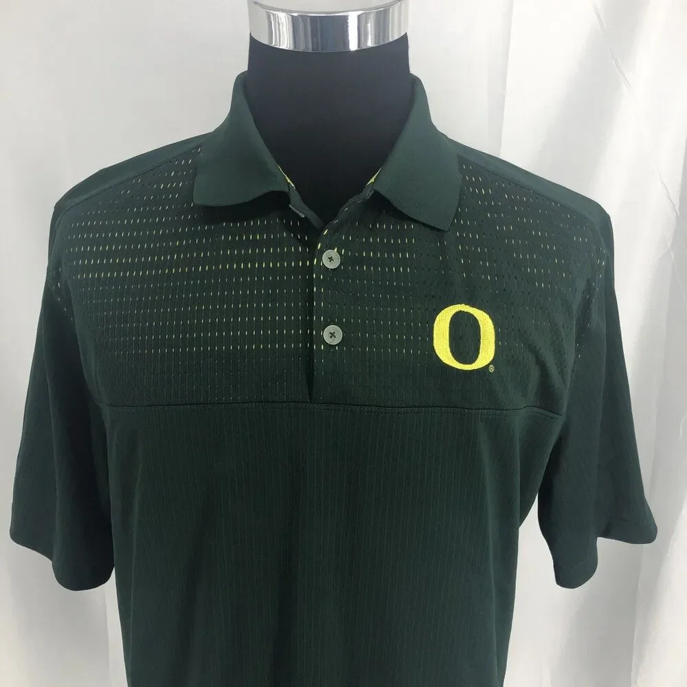 Nike Golf Green Oregon Ducks UofO Mesh Perforated Polo Shirt 417574-330 XL